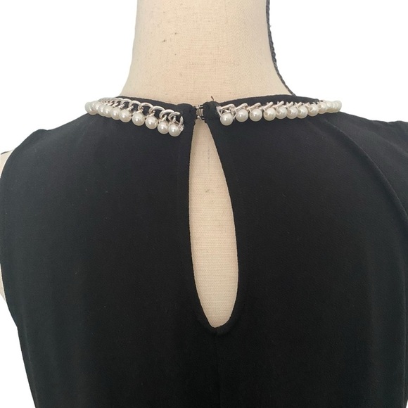 Karl Lagerfeld Beaded Crew Neck Sleeveless Black Midi Dress Size 10 - Picture 6 of 14